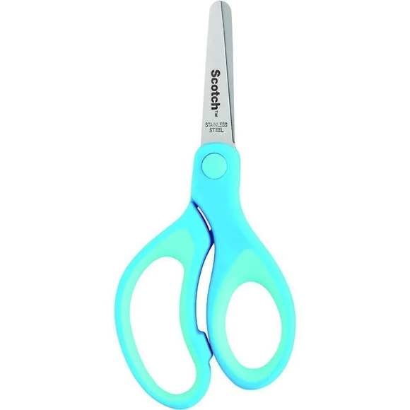 5" Kids Scissors, 1  Pair, Blunt, Stainless Steel, Soft Grip, Blue - Picture 2 of 2
